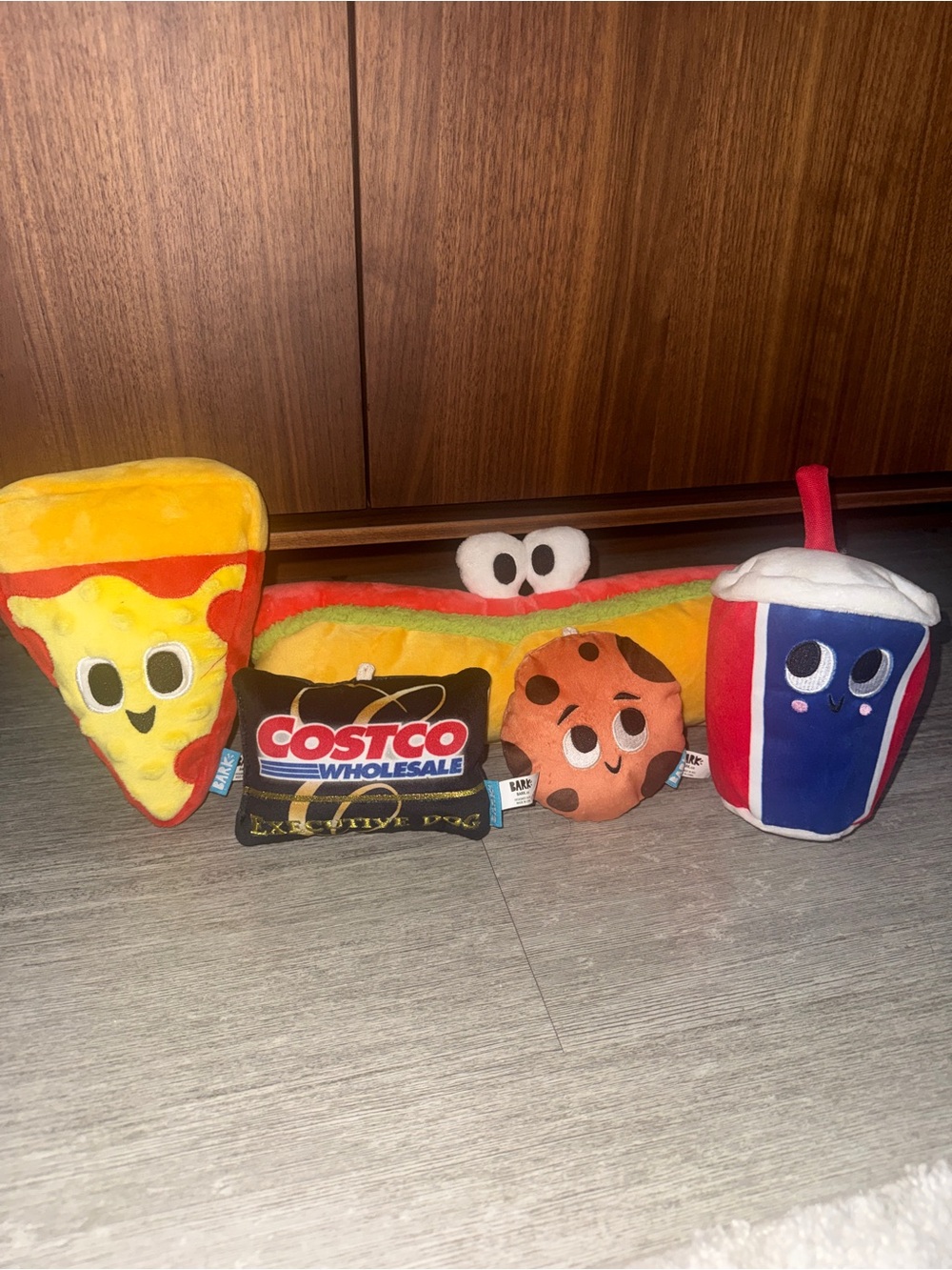 BARK Costco Food Court Dog Toy Set 5 Piece Exclusive Pizza Hot Dog Soda Card